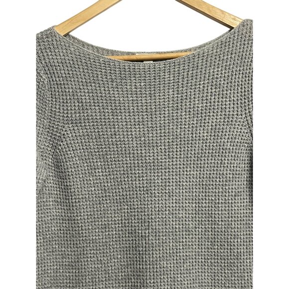 Gap Women's Grey Sweater Minimalist Medium Wool Blend Waffle Knit Crew Neck Warm - Picture 3 of 16